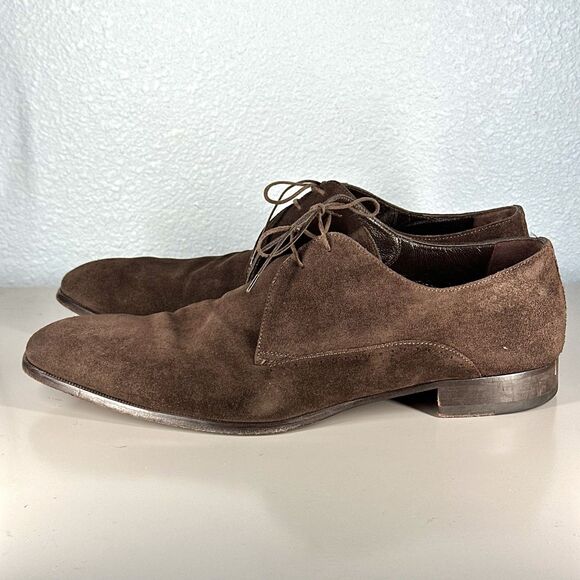 A Testoni Basic Oxford Dress Shoes Brown Suede Leather Mens Size 12 Lace Up - Picture 5 of 16